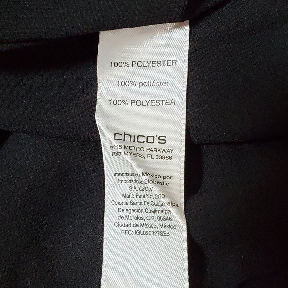 Chico's Beaded Full Zip Bomber Jacket Black Silver Sequined Embellished Sz L/2 - Picture 8 of 8